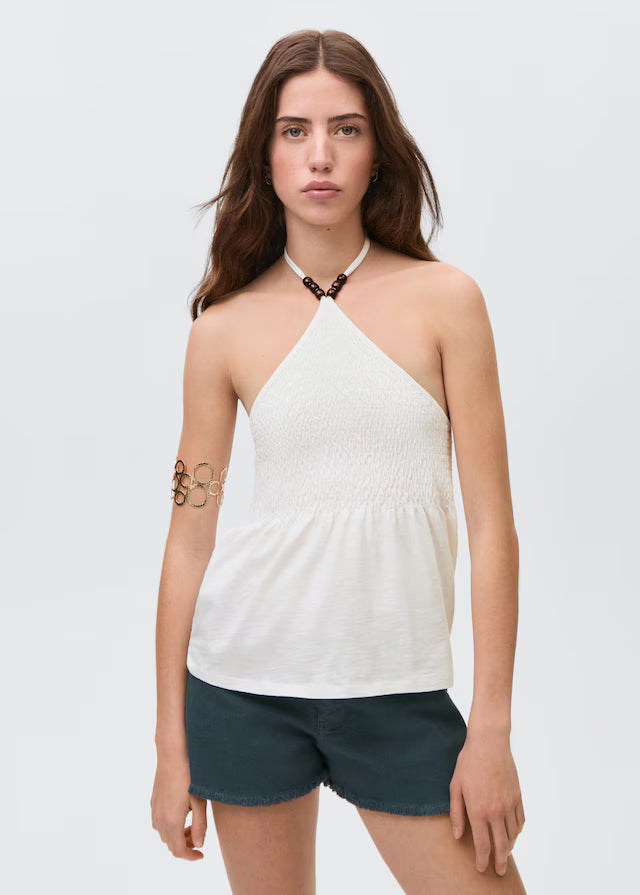 Marina - Top de Algodão com Detalhes Femininos