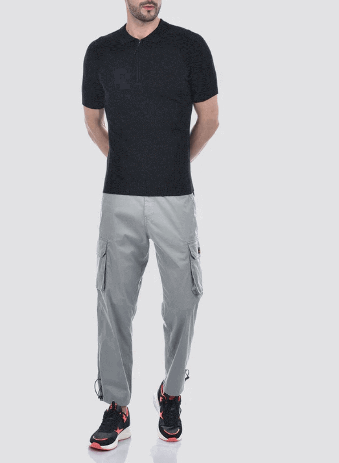 Mateo – Camiseta Polo Preta Masculina com Zíper